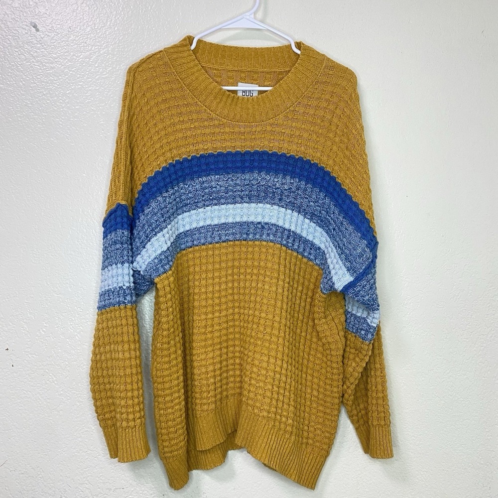 Urban Outfitters BDG Max Striped Waffle Knit Oversized Pullover Sweater Size M - Picture 3 of 9